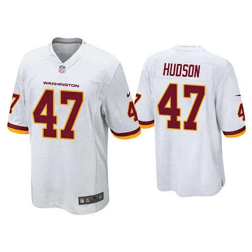 Men Washington Redskins #47 Khaleke Hudson Nike White Game NFL Jersey
